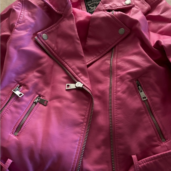 Pink Leather Biker Jacket - Picture 2 of 3